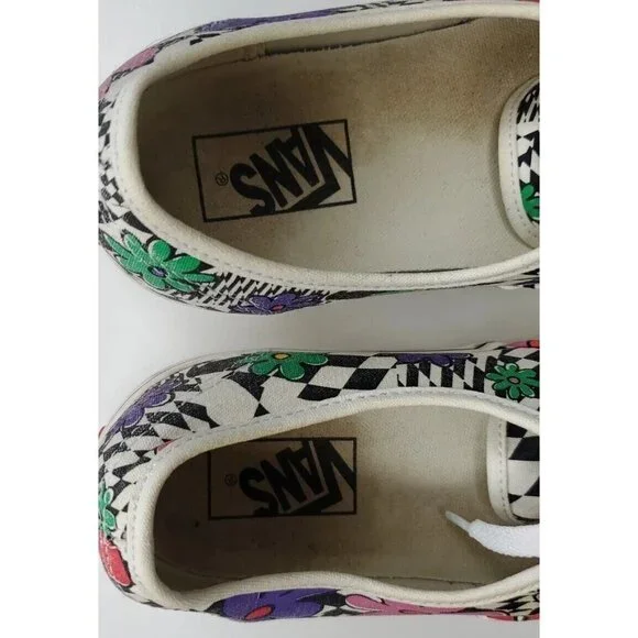 Vans Authentic Printed Floral/Check Men's Classic Skate Shoes Size 10 red green - Picture 7 of 11